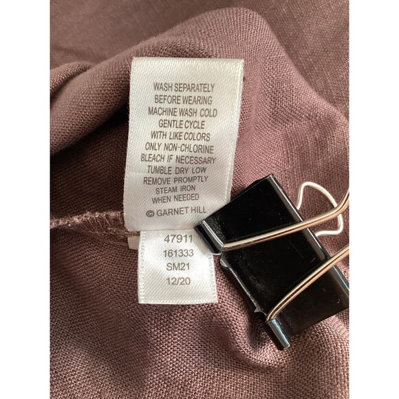 NWT Garnet Hill Linen Collared Popover Dress Size 0 Purple Pleated Pockets Short - Picture 9 of 10